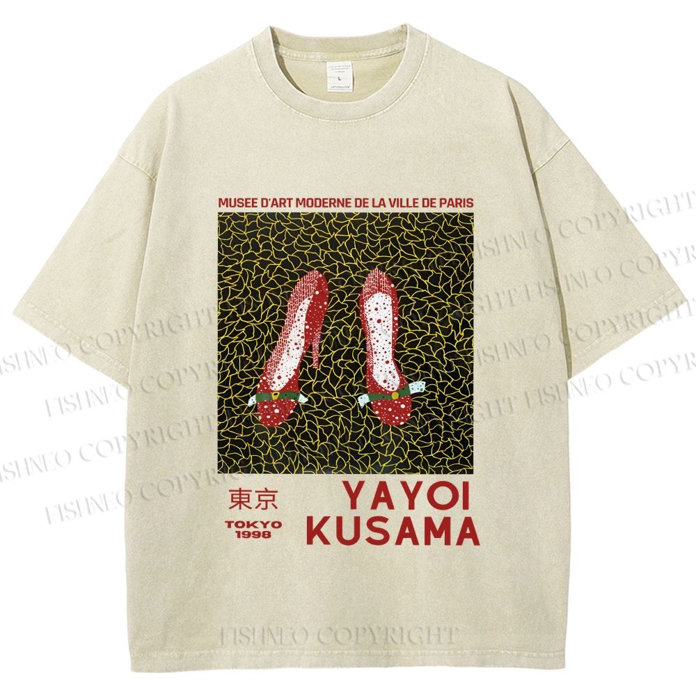 Unisex Yayoi Kusama High Heels Printed Washed Tee