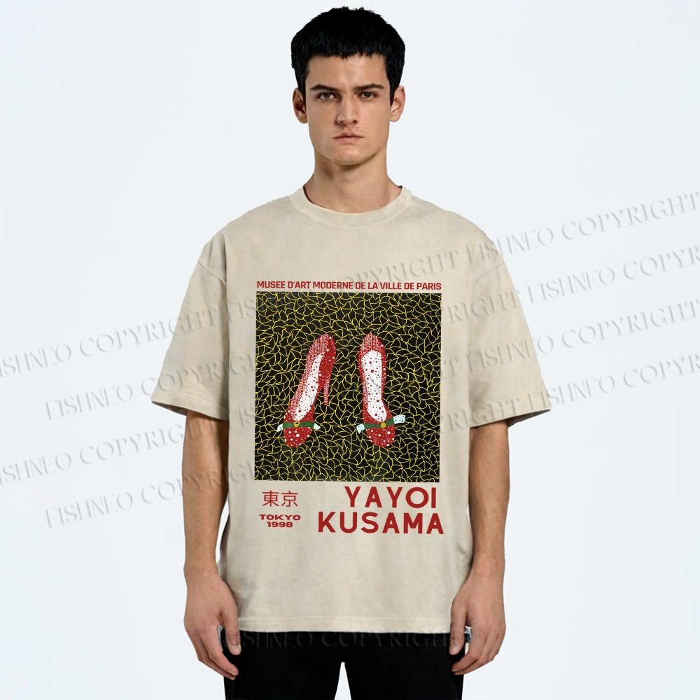 Unisex Yayoi Kusama High Heels Printed Washed Tee