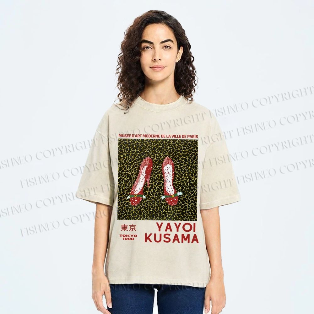 Unisex Yayoi Kusama High Heels Printed Washed Tee