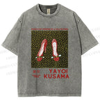 Unisex Yayoi Kusama High Heels Printed Washed Tee