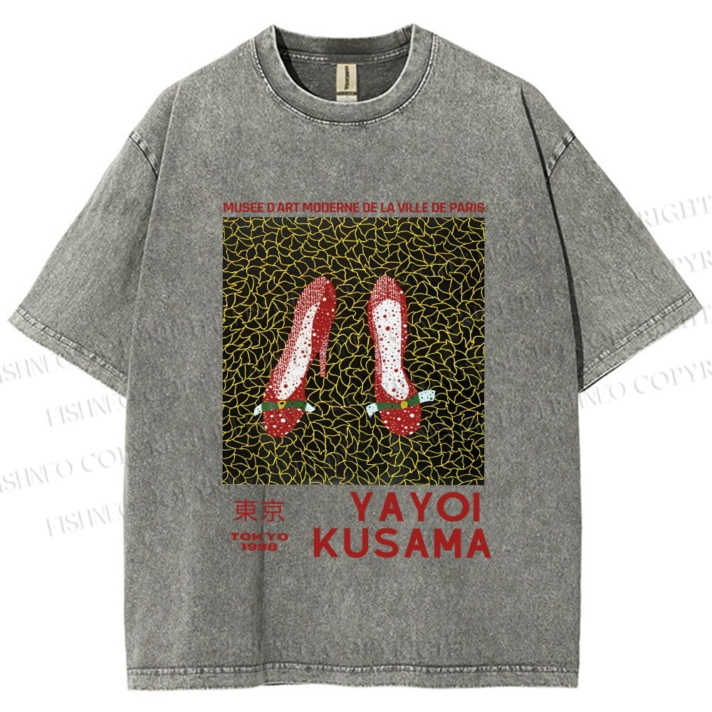 Unisex Yayoi Kusama High Heels Printed Washed Tee