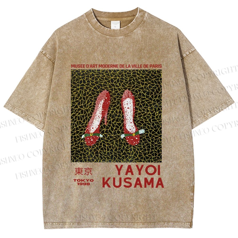Unisex Yayoi Kusama High Heels Printed Washed Tee