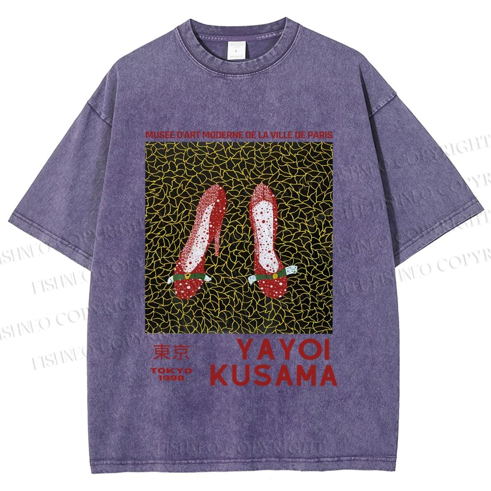 Unisex Yayoi Kusama High Heels Printed Washed Tee