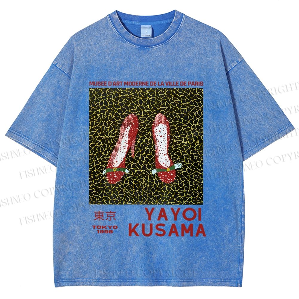 Unisex Yayoi Kusama High Heels Printed Washed Tee