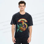 Unisex Funny Charming Fish In Dirty Water Printed Washed Tee