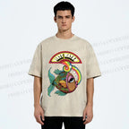 Unisex Funny Charming Fish In Dirty Water Printed Washed Tee