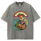 Unisex Funny Charming Fish In Dirty Water Printed Washed Tee
