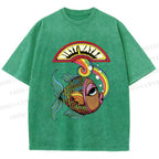 Unisex Funny Charming Fish In Dirty Water Printed Washed Tee