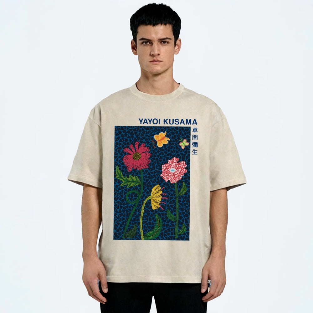 Yayoi Kusama Flower Art Vintage Washed T-shirt