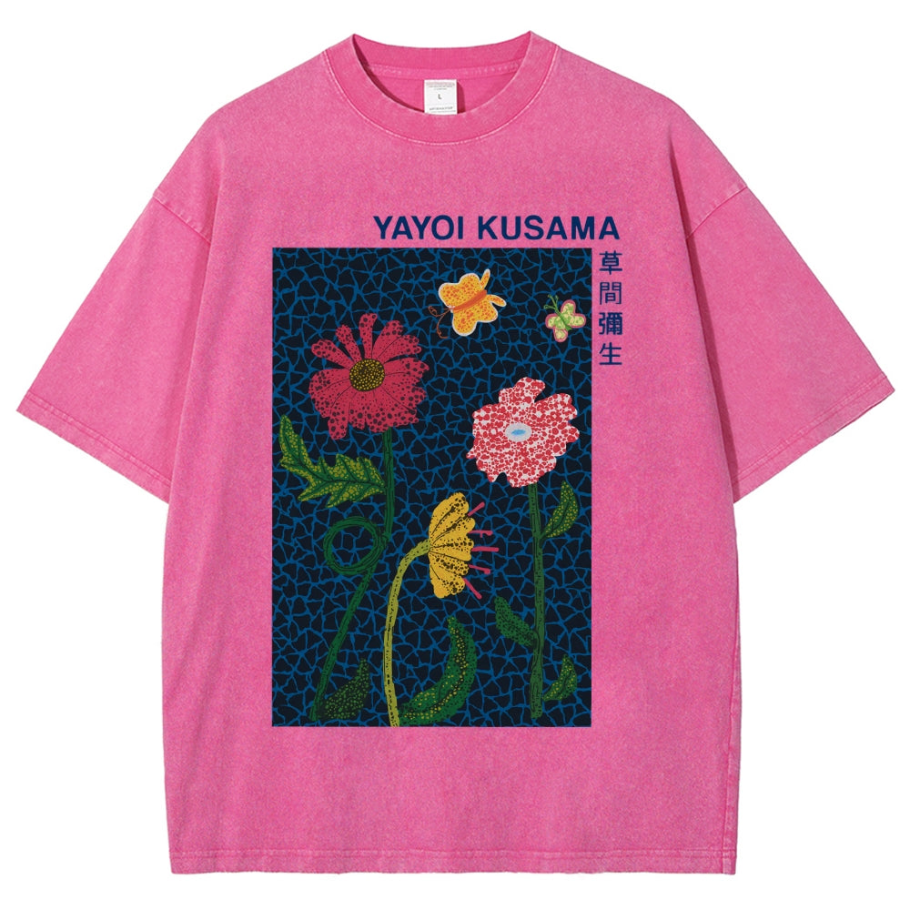 Yayoi Kusama Flower Art Vintage Washed T-shirt