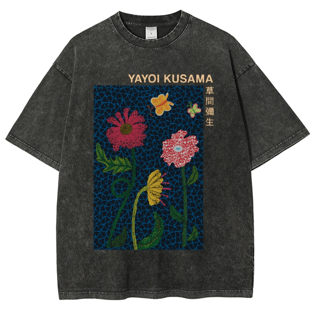 Yayoi Kusama Flower Art Vintage Washed T-shirt
