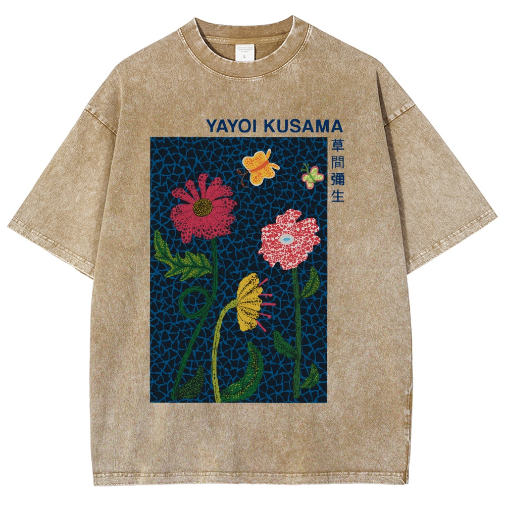 Yayoi Kusama Flower Art Vintage Washed T-shirt