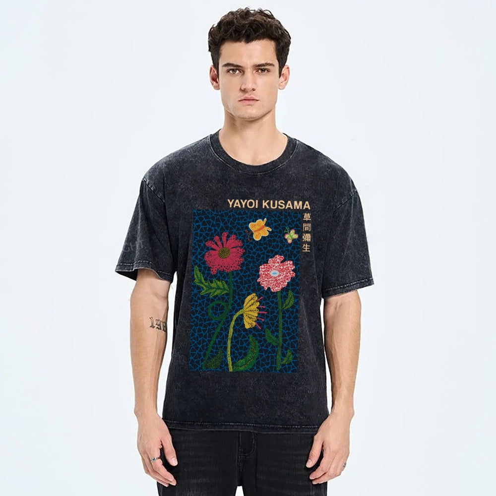 Yayoi Kusama Flower Art Vintage Washed T-shirt