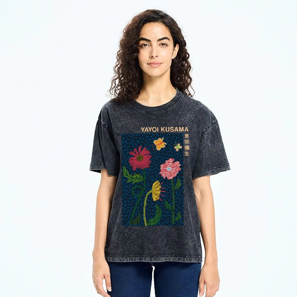 Yayoi Kusama Flower Art Vintage Washed T-shirt