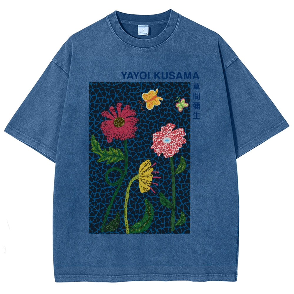 Yayoi Kusama Flower Art Vintage Washed T-shirt