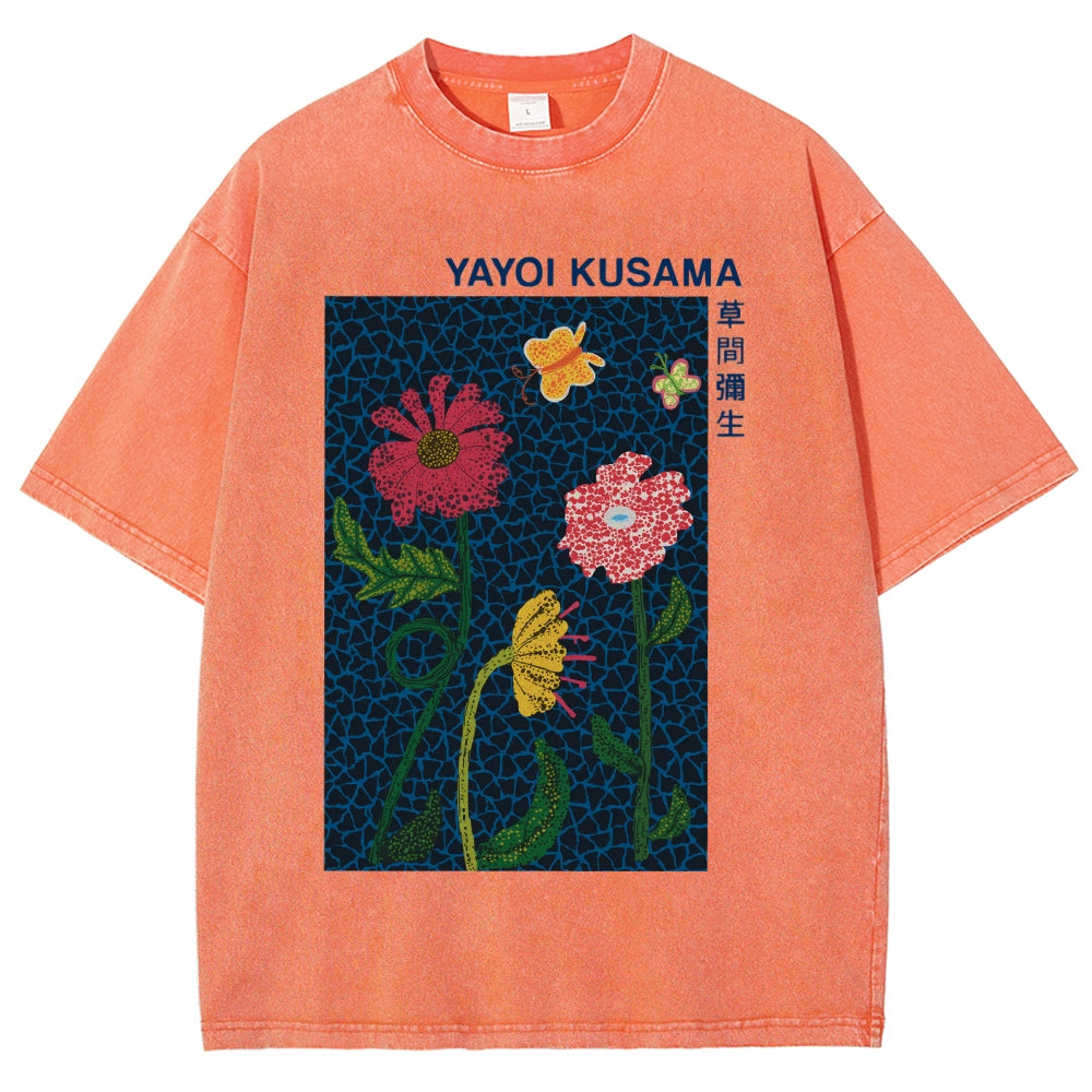 Yayoi Kusama Flower Art Vintage Washed T-shirt