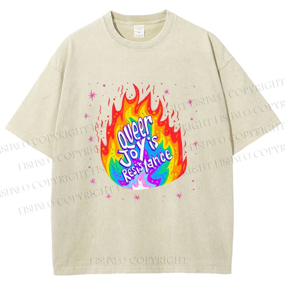 Unisex Pride Queer Joy is Resistance Printed Washed Tee
