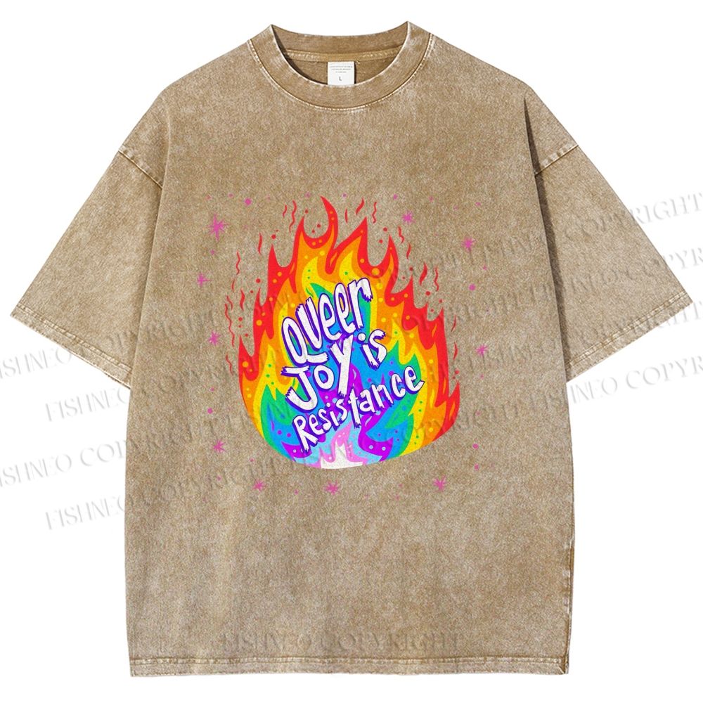 Unisex Pride Queer Joy is Resistance Printed Washed Tee