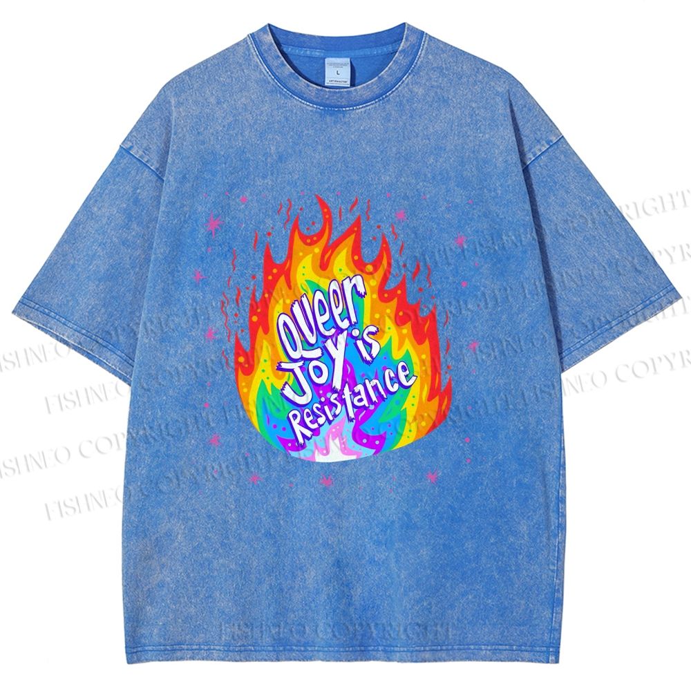 Unisex Pride Queer Joy is Resistance Printed Washed Tee