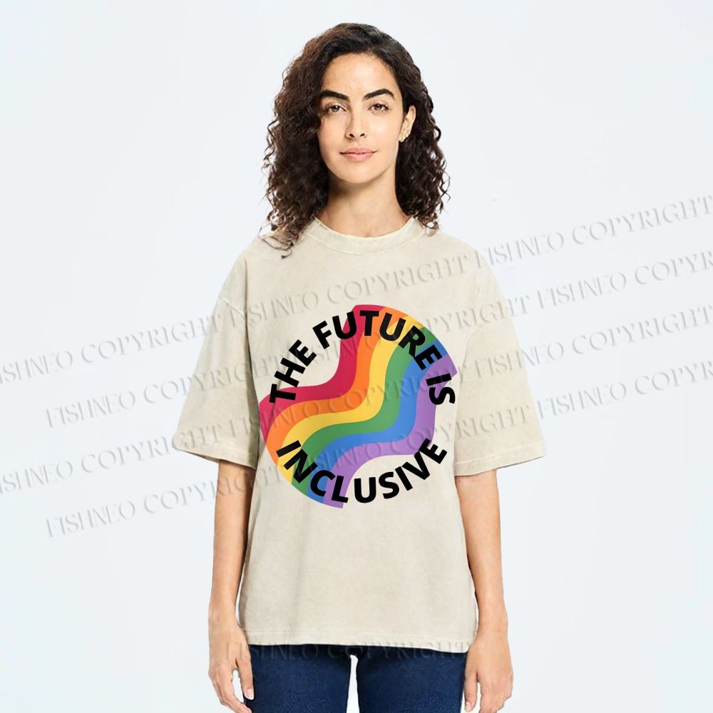 Unisex Pride Future is Inclusive Printed Washed Tee