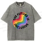 Unisex Pride Future is Inclusive Printed Washed Tee