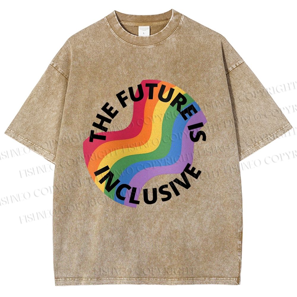 Unisex Pride Future is Inclusive Printed Washed Tee