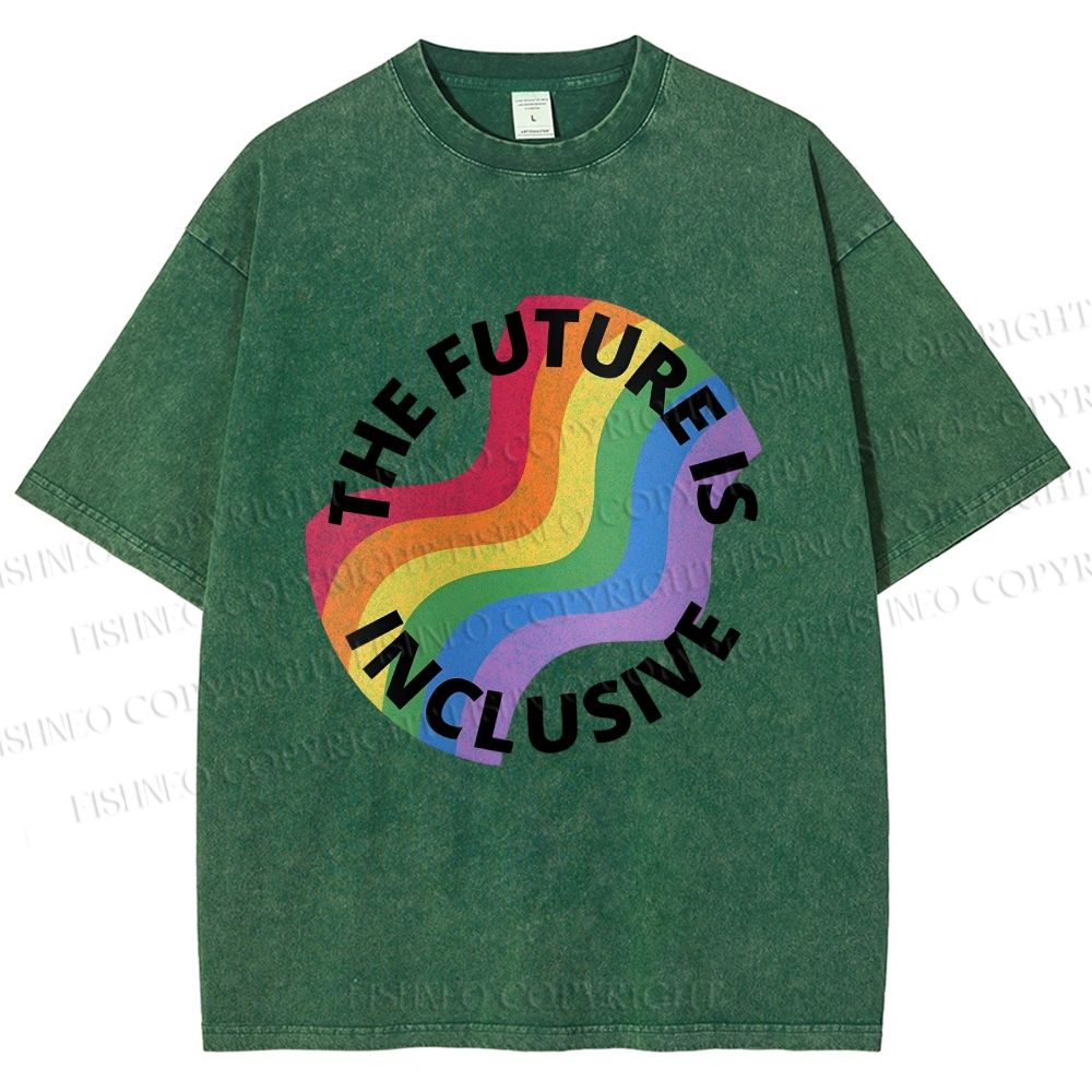 Unisex Pride Future is Inclusive Printed Washed Tee