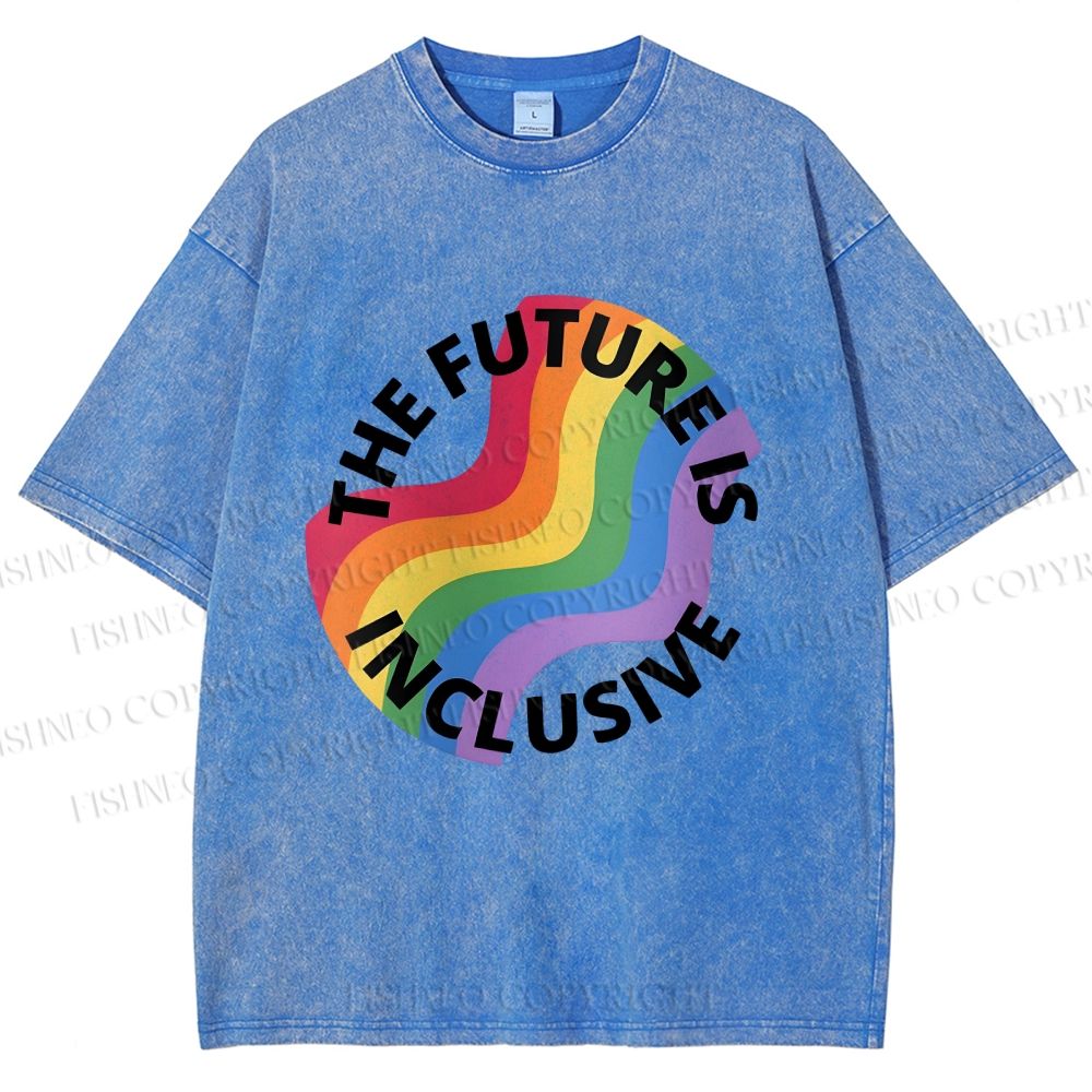 Unisex Pride Future is Inclusive Printed Washed Tee