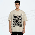 Unisex Yayoi Kusama Black Flowers Printed Washed Tee