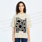 Unisex Yayoi Kusama Black Flowers Printed Washed Tee