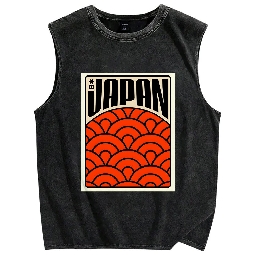 Japan Poster Vintage Distressed Washed Tank Top