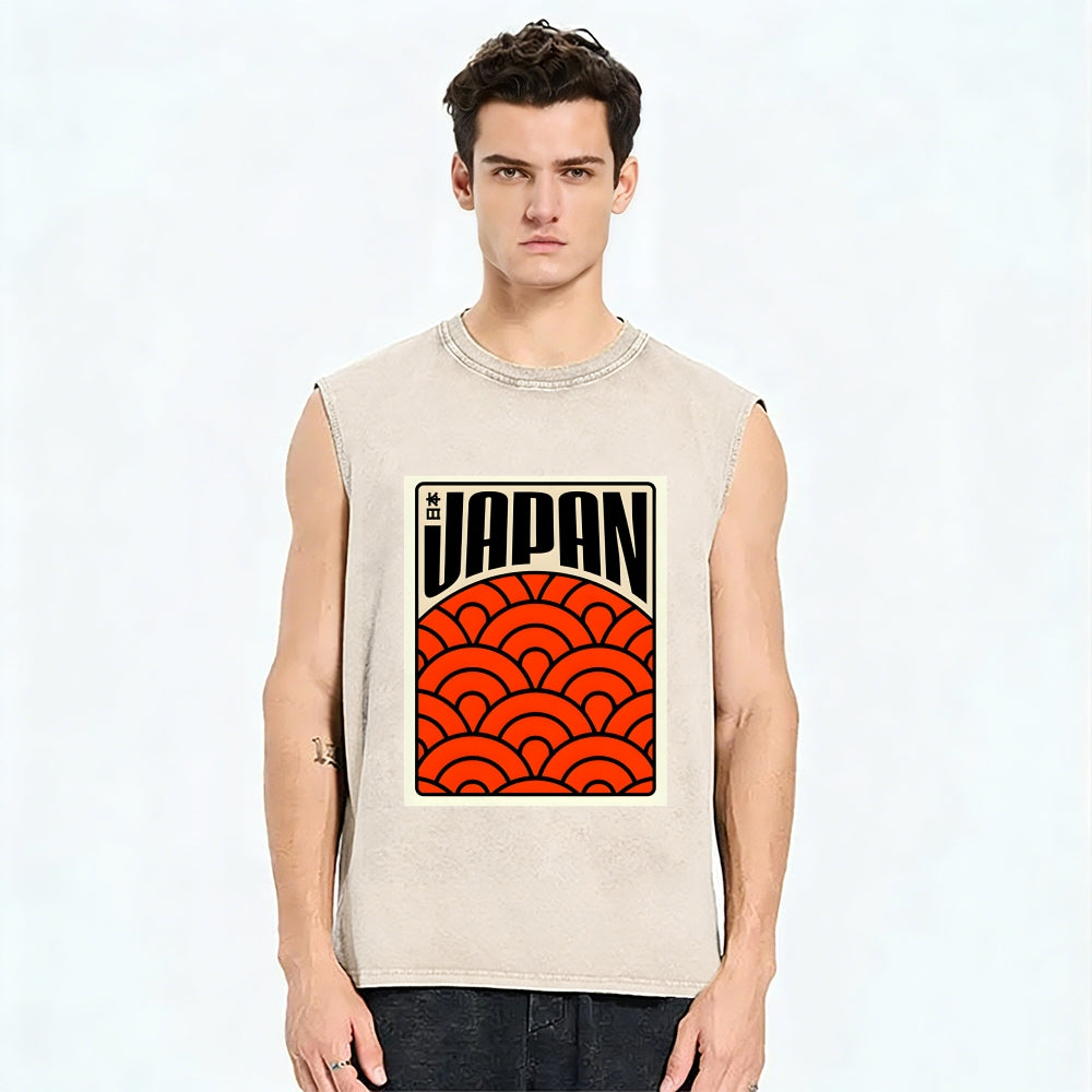 Japan Poster Vintage Distressed Washed Tank Top