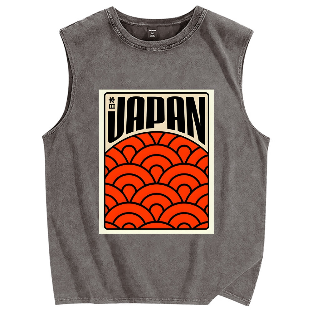 Japan Poster Vintage Distressed Washed Tank Top