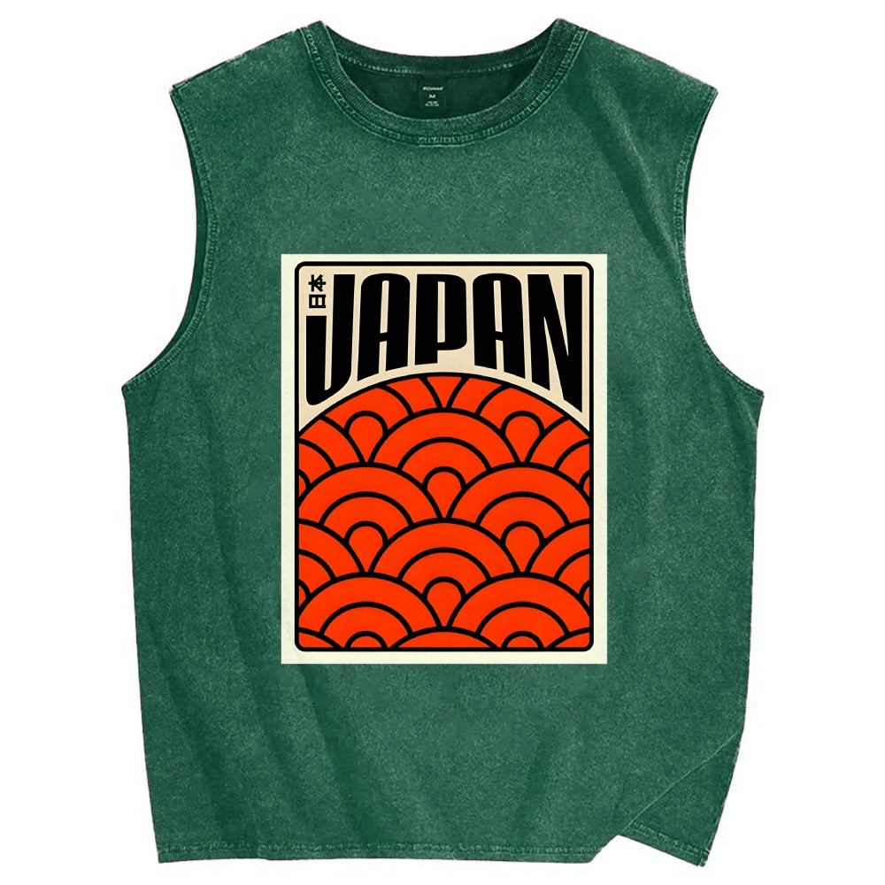Japan Poster Vintage Distressed Washed Tank Top