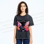 Unisex Butterfly Printed Washed Tee