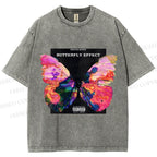 Unisex Butterfly Printed Washed Tee