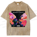 Unisex Butterfly Printed Washed Tee
