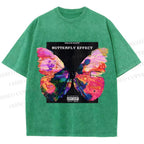 Unisex Butterfly Printed Washed Tee