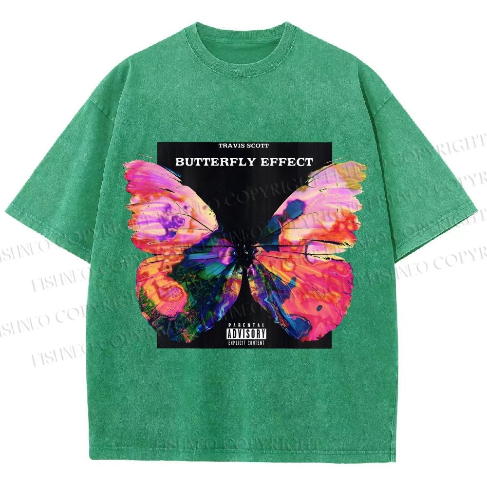 Unisex Butterfly Printed Washed Tee