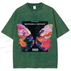 Unisex Butterfly Printed Washed Tee