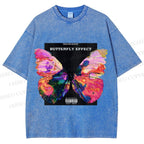 Unisex Butterfly Printed Washed Tee