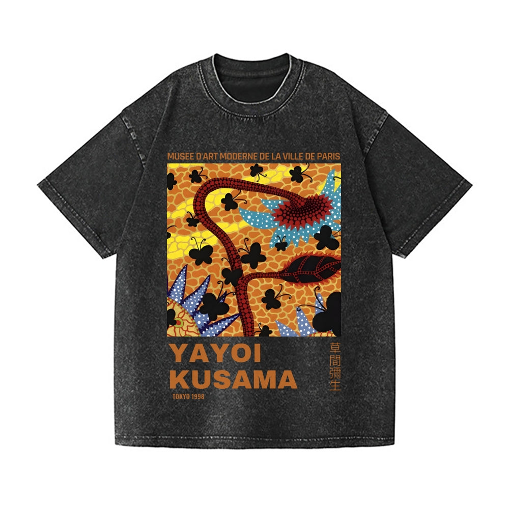 Unisex Yayoi Kusama Sunflower Printed Washed Tee