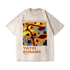 Unisex Yayoi Kusama Sunflower Printed Washed Tee