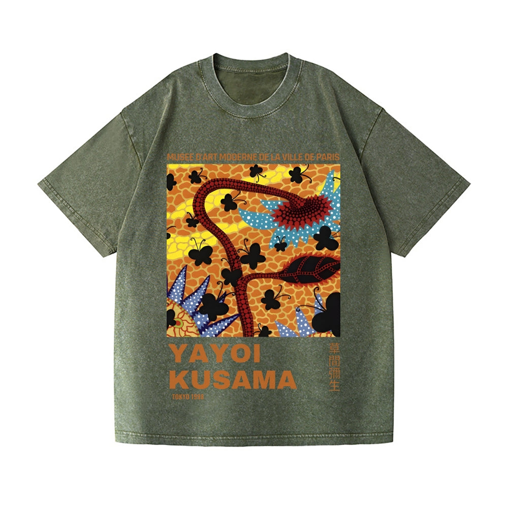 Unisex Yayoi Kusama Sunflower Printed Washed Tee