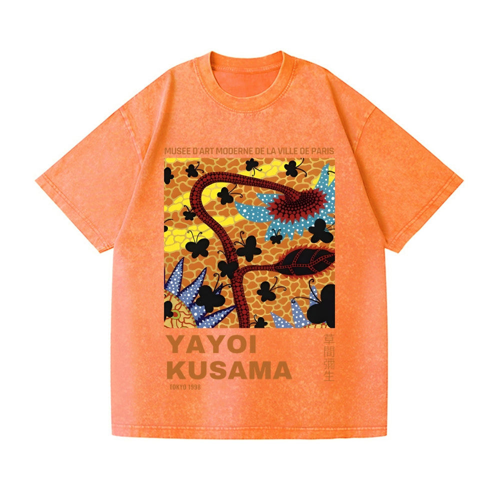 Unisex Yayoi Kusama Sunflower Printed Washed Tee