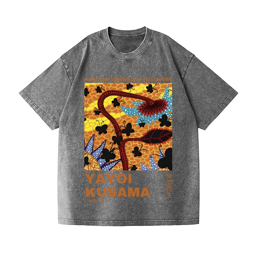 Unisex Yayoi Kusama Sunflower Printed Washed Tee