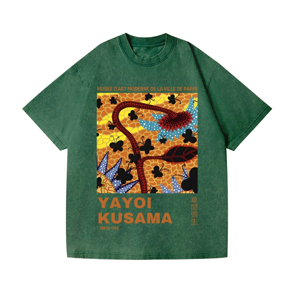 Unisex Yayoi Kusama Sunflower Printed Washed Tee