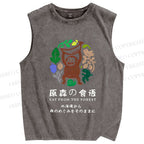 Unisex Eat From The Forest Printed Washed Tank Top