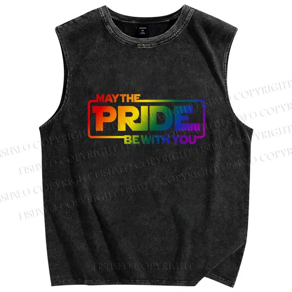 Unisex May The Pride Be With You Printed Washed Tank Top