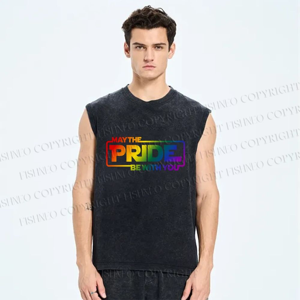 Unisex May The Pride Be With You Printed Washed Tank Top